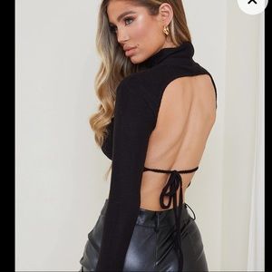 Pretty little thing backless crop top khaki